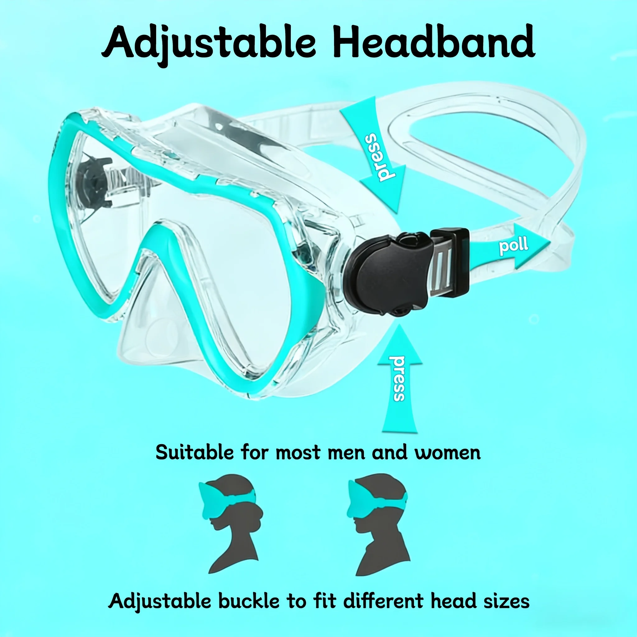 Diving Mask Swimming Goggles Scuba Snorkel Silicone Skirt Tempered Glass Panoramic HD For Adult Youth Anti-Fog with Nose Cover