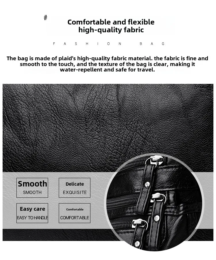 2025 Multi Pocket Women's Bag, Soft Leather Bag, New Single Shoulder Crossbody Bag, Women's Backpack, Middle-aged Mother Bag