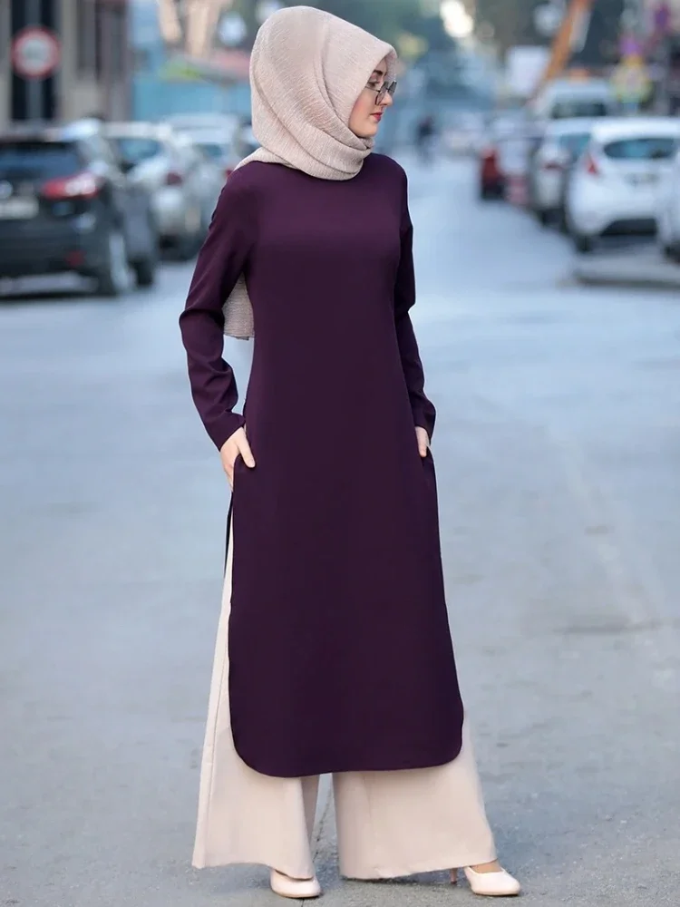 Ramadan turkey Two Piece Sets Tops and Pants Women Muslim Abaya Split Abaya Dresses Moroccan Kaftan Islamic Clothing Dress Sets