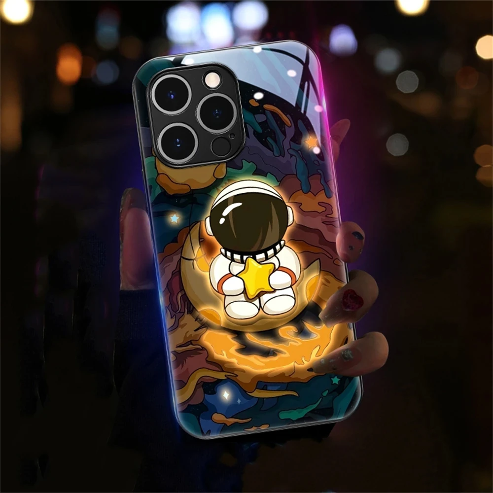 

Glowing Astronaut Sound Music Control Led Light Phone Case For Samsung S24 S23 S22 S21 S20 FE Note 10 20 Plus Ultra A54 A14 A53