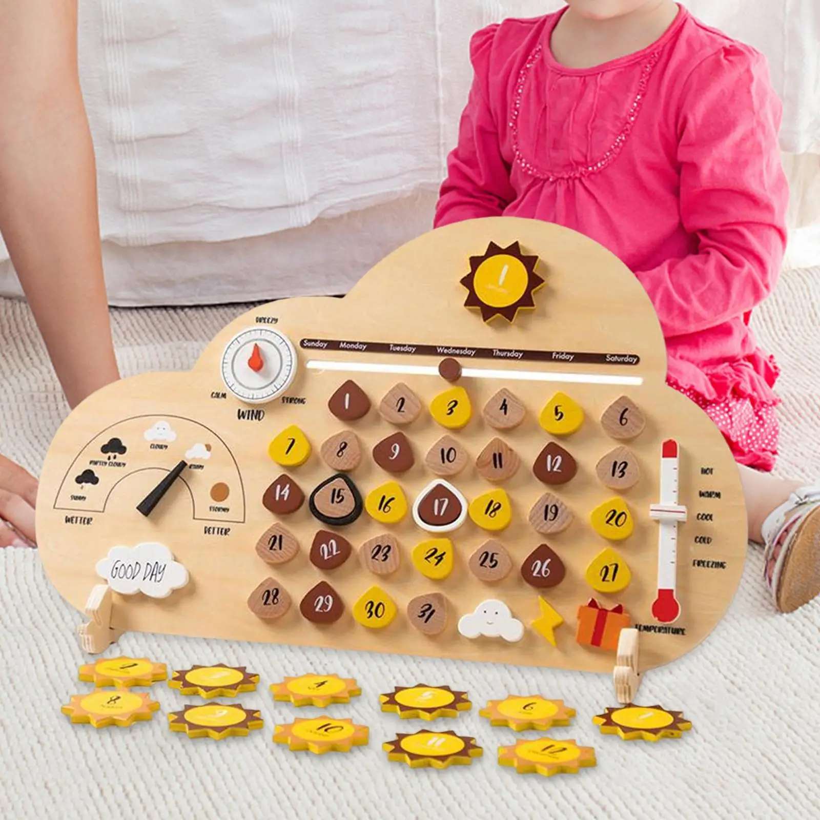 

Montessori Toys Weather Busy Board Learning Toys Daily Calendar Early