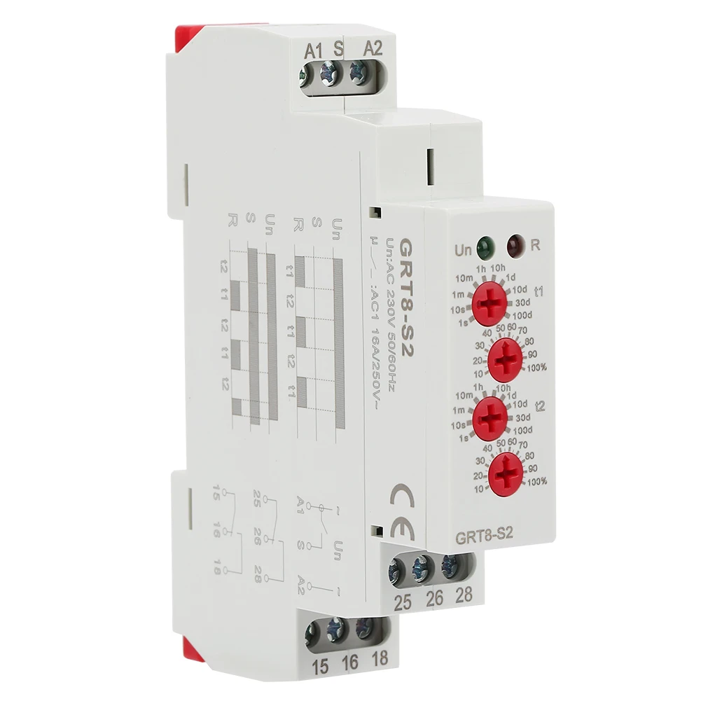 

Таймер-реле циклического повторения GRT8- Mini, асимметричный, с функцией включения/выключения, AC 220V
