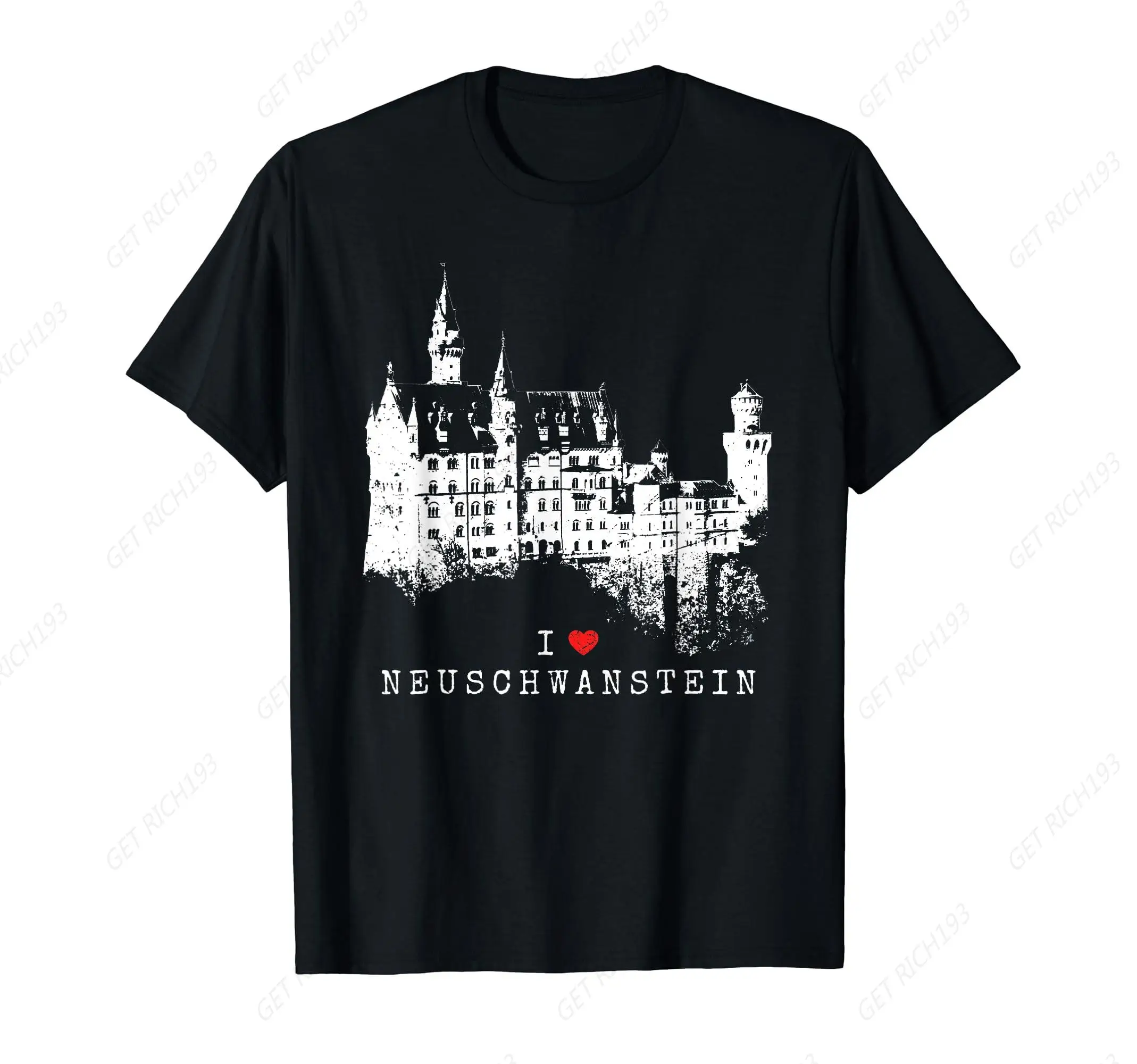 Neuschwanstein Castle Lover Vintage Bavaria I Love Germany T-Shirt 	German Neuschwanstein Castle Silhouette Tee