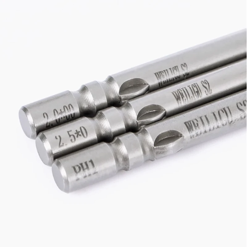 1Pcs 100mm-200mm 801 Phillips Electric Screwdriver Bit S2 Alloy Steel Round Shank Strong Magnetic Phillips Screwdriver Bits