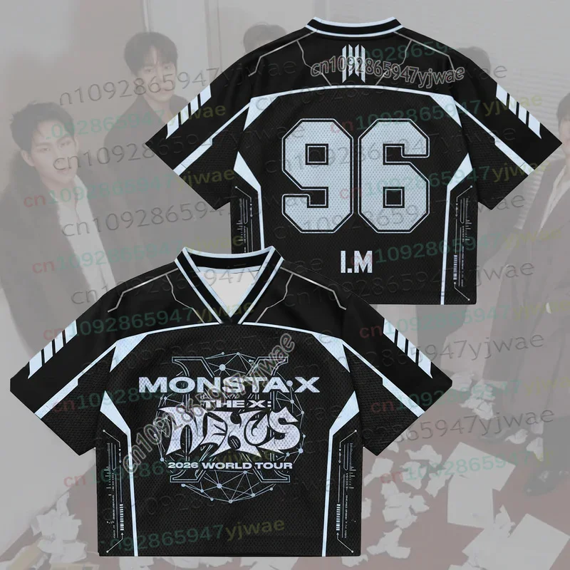 Camiseta Unissex Monsta X World Tour Hip Hop Streetwear Harajuku Kpop Shownu Comeback 2026 - Camiseta Casual para Homens e Mulheres