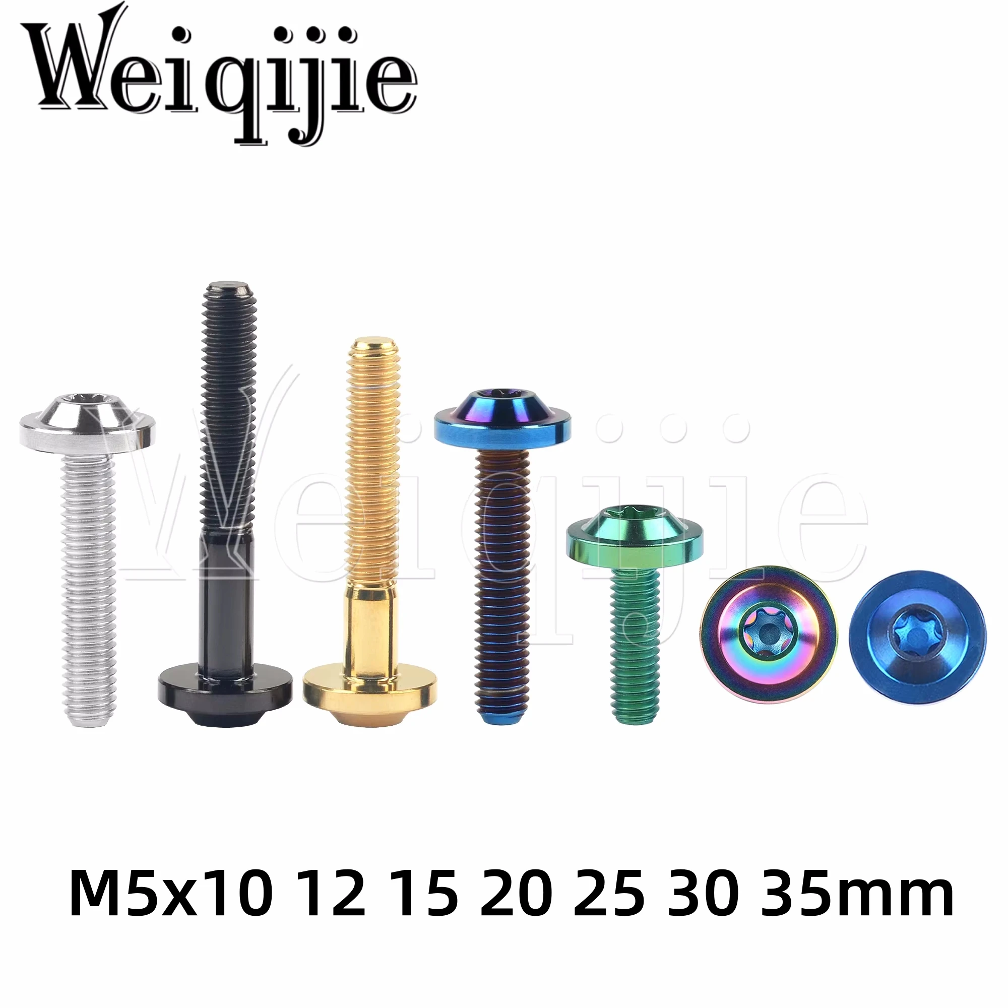 

Weiqijie 6Pcs Titanium Alloy Bolt M5x10 12 15 20 25 30 35mm Bolt Suitable for Bicycle and Motorcycle Modification Repair