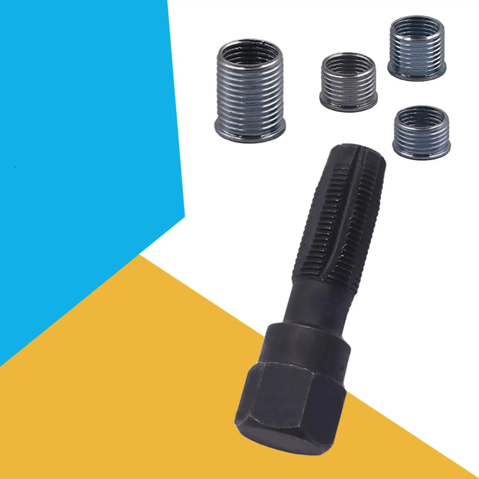 Kit de reparación de roscas de bujía de 14mm, Kit de reparación para roscas de bujía con inserción de 4 hilos, Kit de roscado de culata de 14mm
