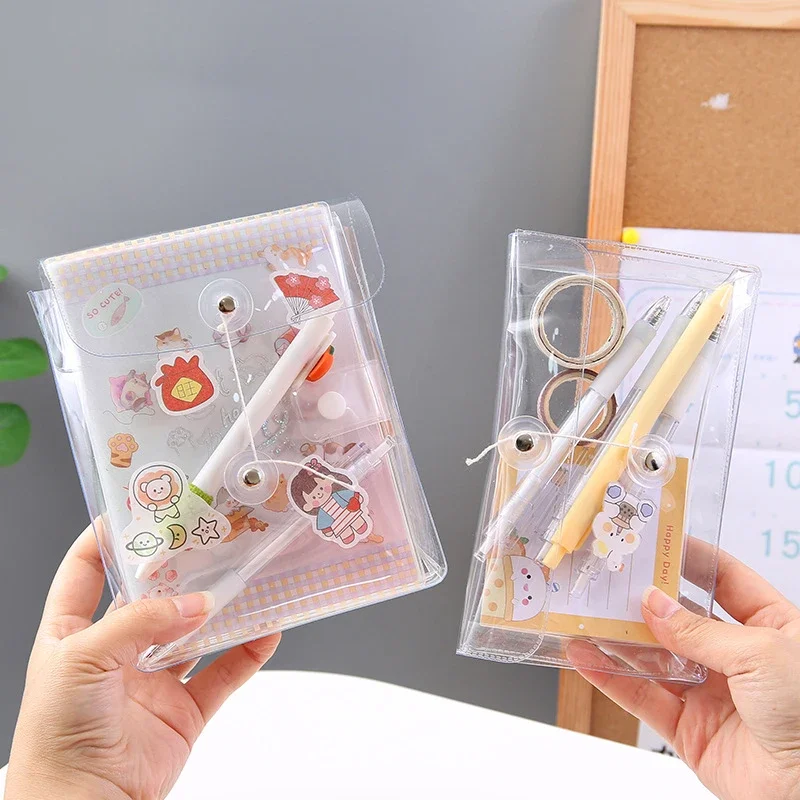 Ins Transparent Pencil Case Kawaii Pencil Bag Portable Makeup Cosmetics Storage Pouch Korean Stationery School Office Supplies