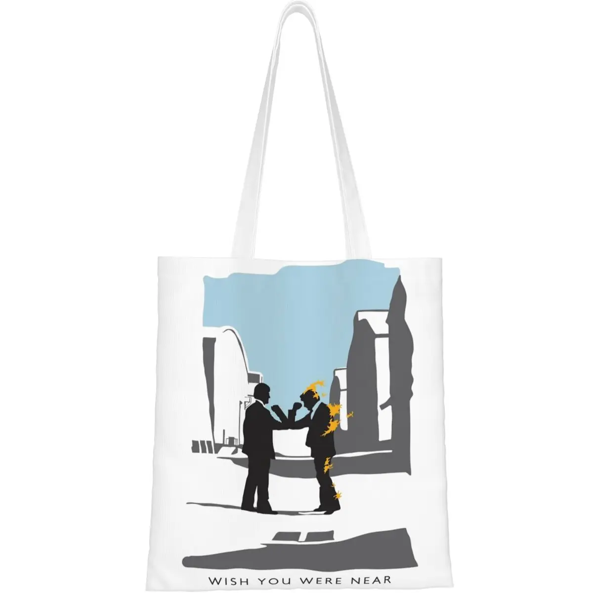 Rock Band Wish You Here Here Canvas Tote Bag borsa per la spesa ecologica di grande capacità per borse per studenti Unisex Classic Rock Song