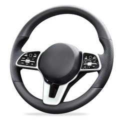 Hand-stitched Steering Wheel Cover Genuine Leather Non-slip For Mercedes Benz EQC  W177 GLB W247 GLA W205 GLE Car Accessories