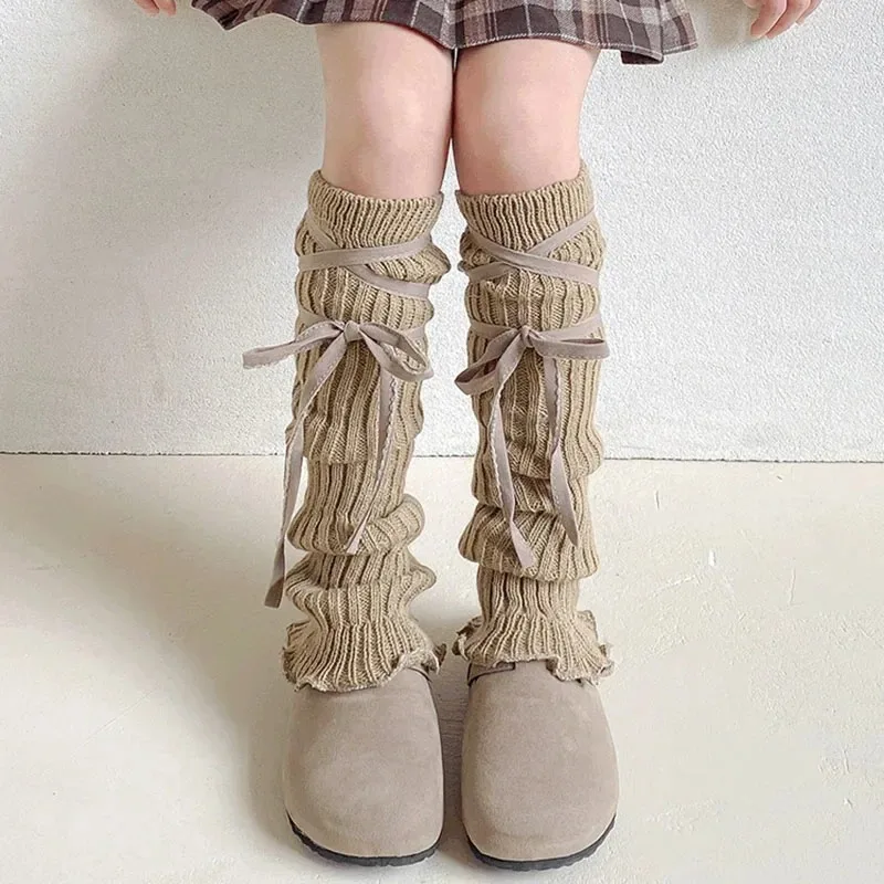 Baby Girls' Cute Lolita Lace Leg Warmers with Bowknot Knitted socks Warm Long Stockings for Children's Autumn Winter Foot