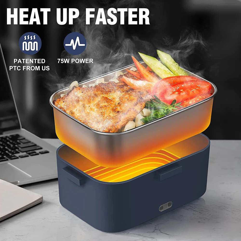 1.5L Electric Lunch Box Food Heater 2-In-1 Portable Food Warmer Lunch Box With 304 Stainless Steel Container For Car & Home