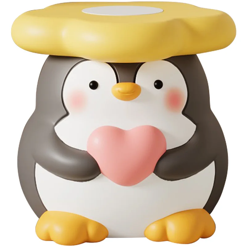 Cute creative cartoon penguin floor ornaments changing shoes stool side table moving gifts for men and women children