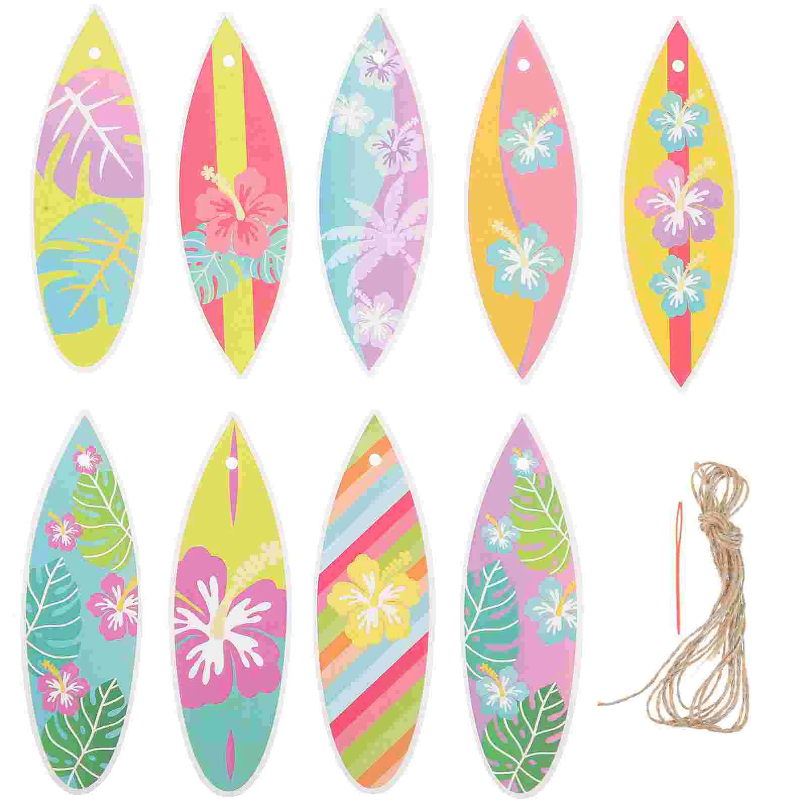 27 Pcs Surfboard Charm Hanging Wall Decor Decoration Hawaii Ornament Paper Decorative Seaside Vintage