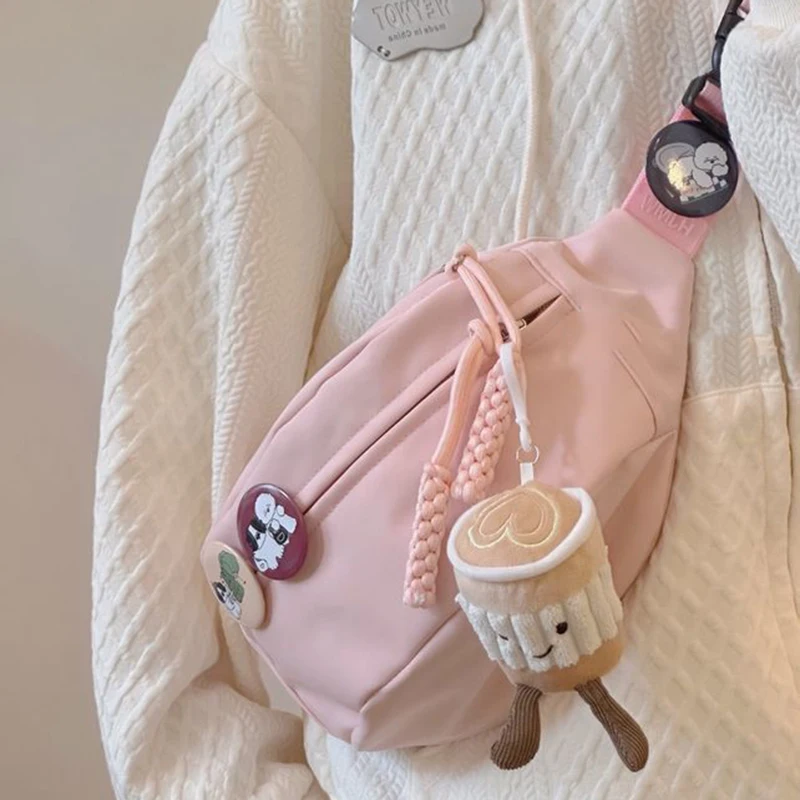 

Женская парусиновая сумка через плечо 2025 года, модная повседневная спортивная нишевая универсальная поясная сумка на лето