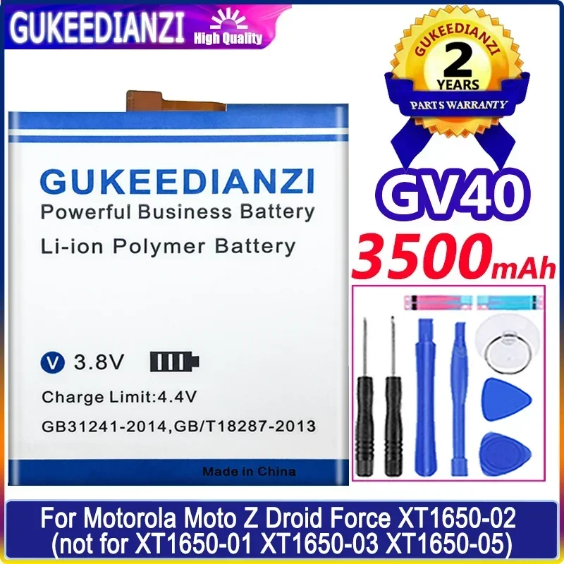 3500 mAh/3550 mAh GUKEEDIANZI GV30 GV40 Akku für Motorola Moto Z Droid Force XT1650-02/XT1650-01 XT1650-03 XT1650-05