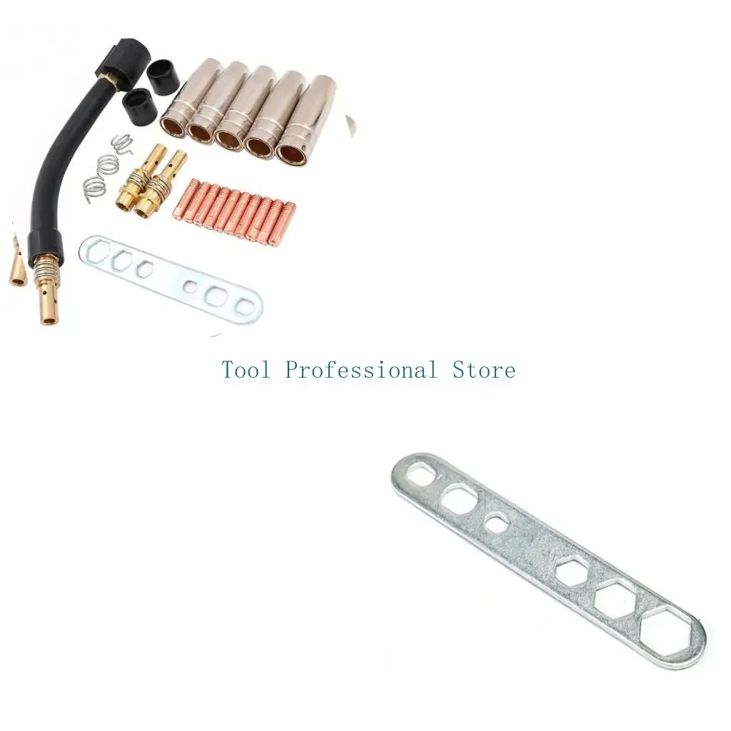 57QF 24Piece Welding Kit for 15AK MIG Torch Featuring Nozzle Tip & Contact Tip Holder for Enhances MIG Welding Performances