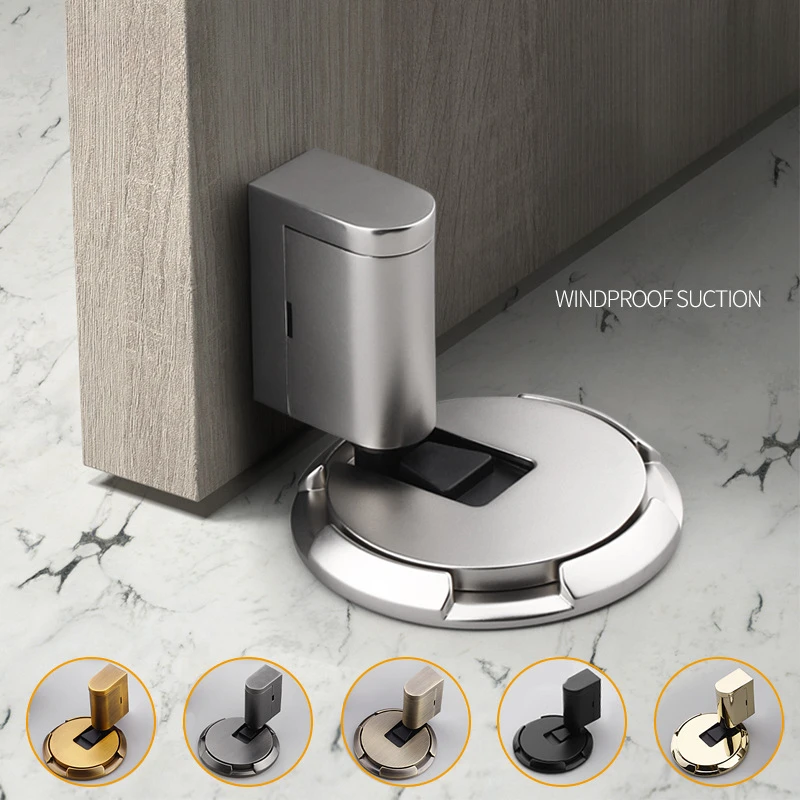 Home Improvement Heavy Duty Magnetic Door Stopper Mechanical Doors Stop Adjustable Holder Non-punch Sticker Furniture Hardwar