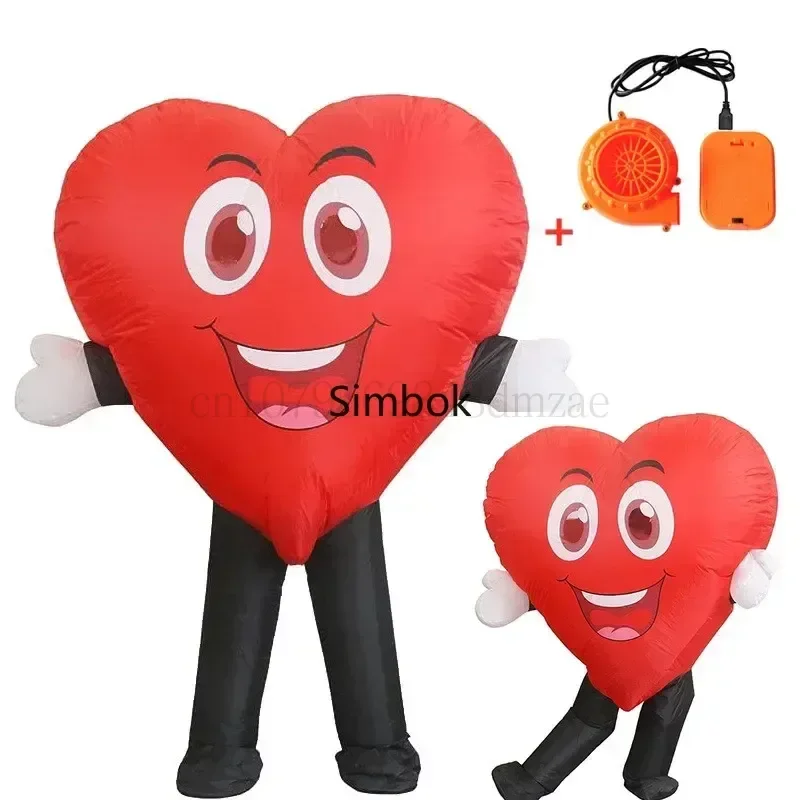 

Red Love Heart Wedding Party Supply Happy Smiling Props Inflatable Love Costume Atmosphere Stage Performance Prop Gifts
