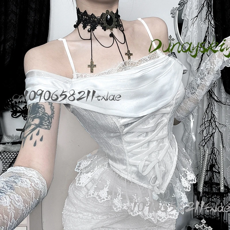 คริสต์มาสลูกไม้ชุดนางเงือกชุด Y2K ปิดไหล่สายโซ่ด้านบนและกระโปรง Fishtail Gothic ปาร์ตี้ฮาโลวีนสวมใส่ทุกวันหรูหรา