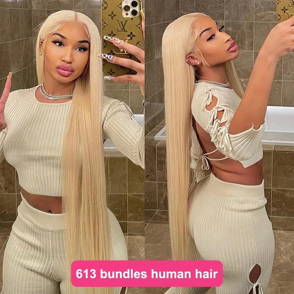 

613 Honey Blonde Bundle Hair Extension Unprocessed 15A Grade Brazilian Virgin Raw Hair Quick Weave Bundle 8 - 32 inch Straight Remy Human Hair 1 3 4 Bundle Deal For Women