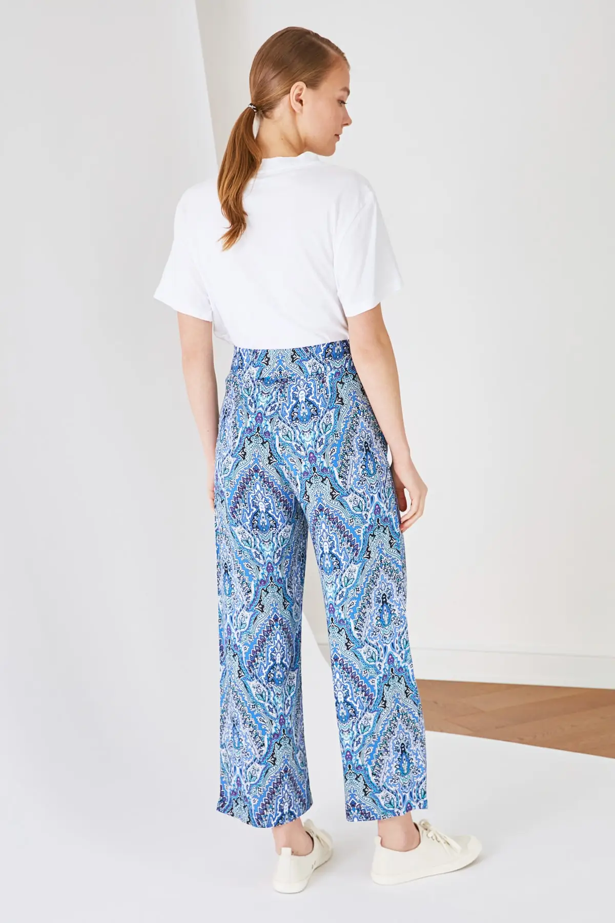 Turkey Production Blue Flower Print Pants