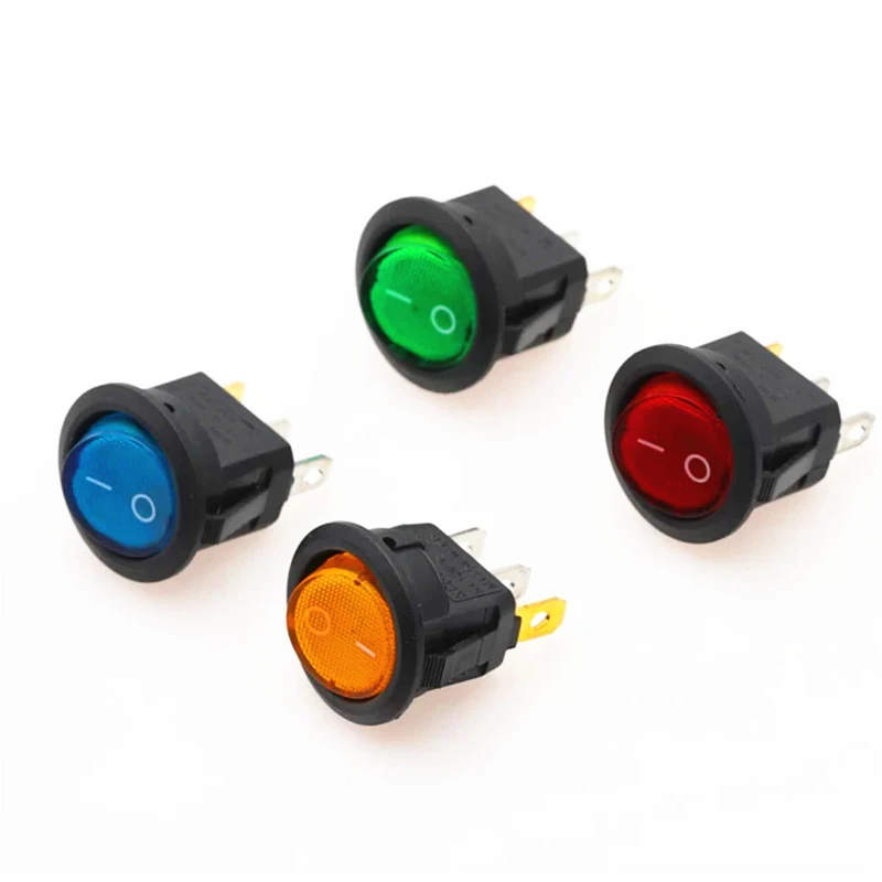 20 Stück runder Wippschalter, 12 V, 20 A, rotes Licht, beleuchtet, 3-poliger Kreis, quadratische Kippschalter für Wohnmobil, Auto, LKW, Boot