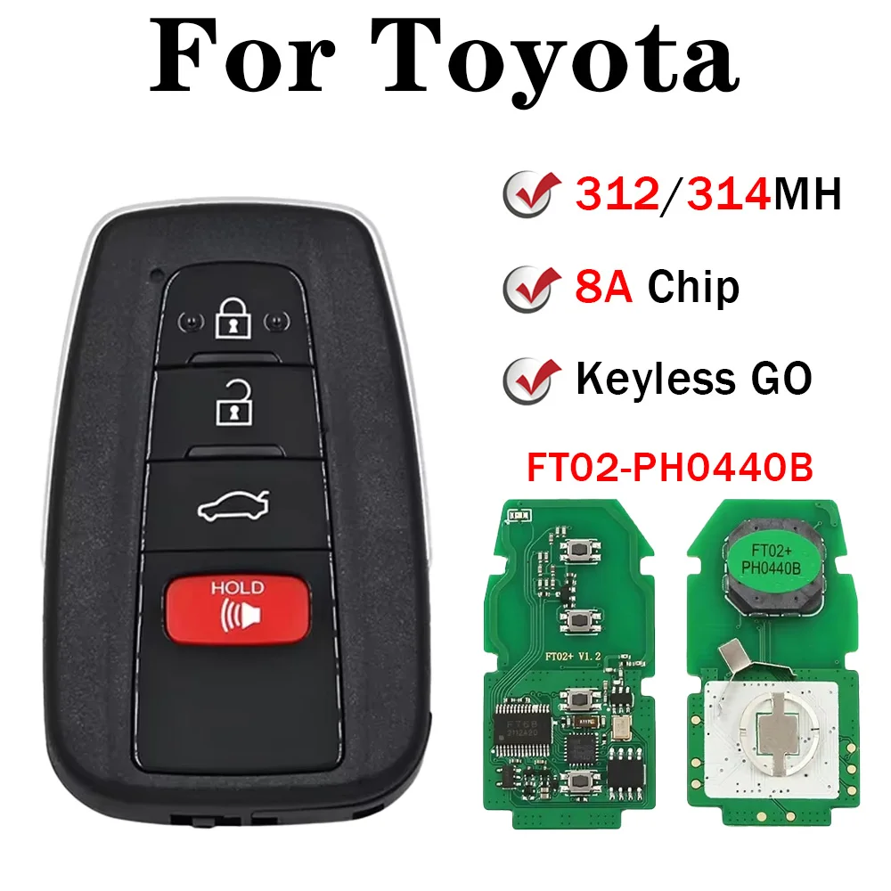 For Toyota RAV4 Avalon Smart Key With Key Shell 312/314MHz 8A Chip Lonsdor 5 pcs FT02-PH0440B Update Version of FT11-H0410C