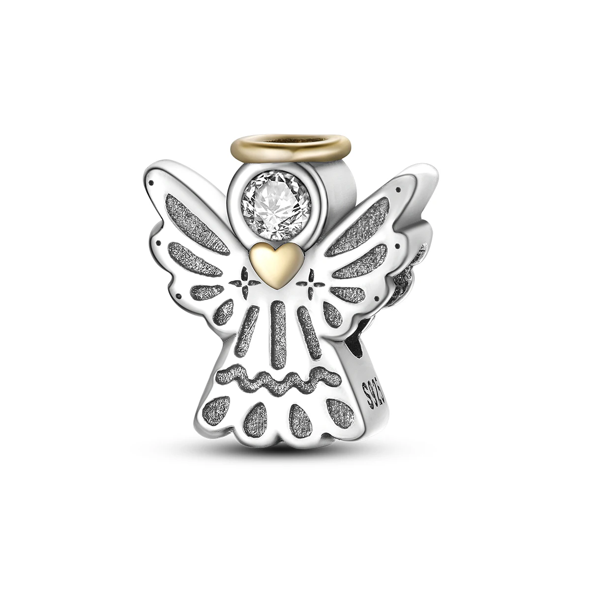 PANPOKI Cute Angel Zircon Mosaic Pendant 925 Silver Charms Fit Original Pandora Bracelet Necklace Charm Beads DIY Jewelry Gifts