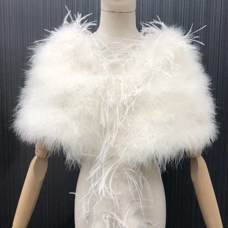 

New 100% Natural Ostrich Hair Wedding Bridal Women's Long feather Wraps Party Cape with Tassel