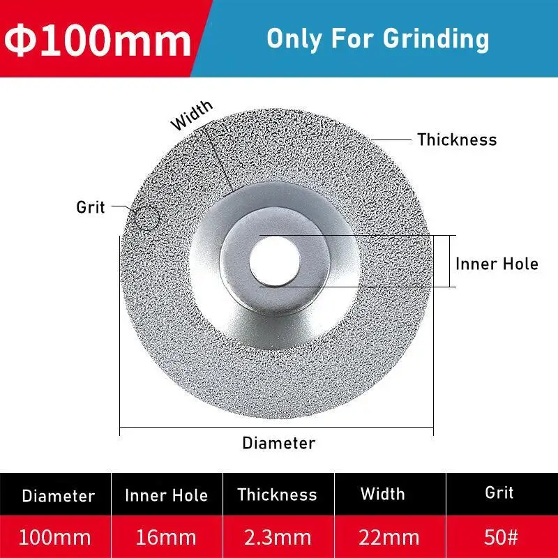 4 Inch 100mm Diamond Cutting Disc Vacuum Brazed Grinding Wheel Fit 16mm Arbor Granite Marble Iron Steel Masonry Grinding Cutting