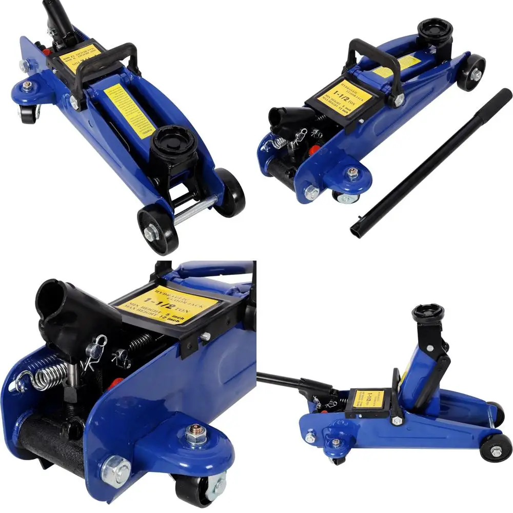 

Blue 1.5 Ton Low Profile Hydraulic Floor Jack, 5-11.8 Lifting Range, Steel Racing Jack for Car Repair