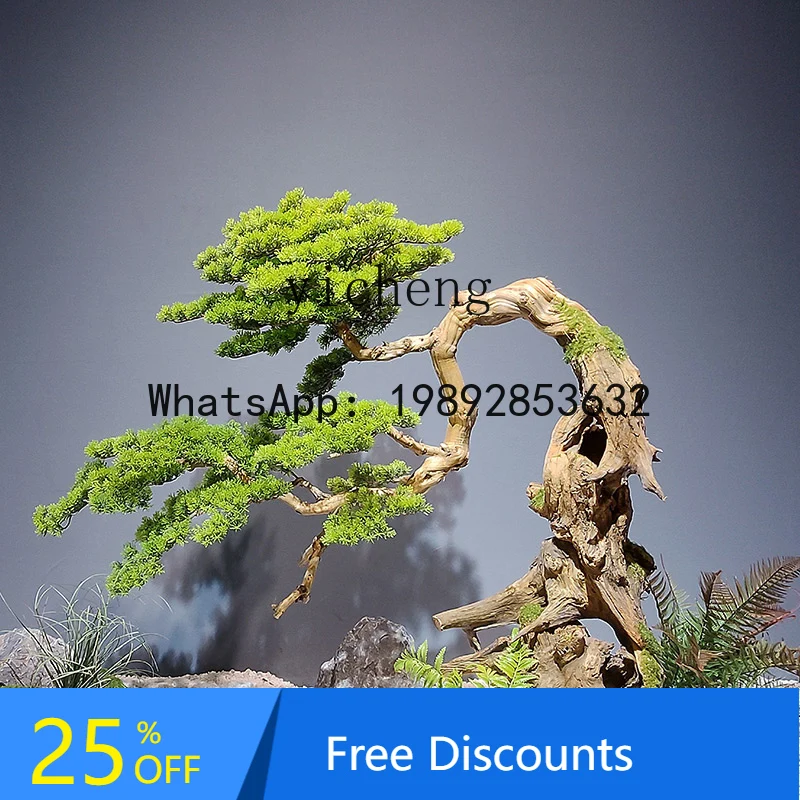 

Artificial Welcoming Tilted Neck Fake Tree Bonsai Plant Decoration Floor-standing Chinese Style Ornament