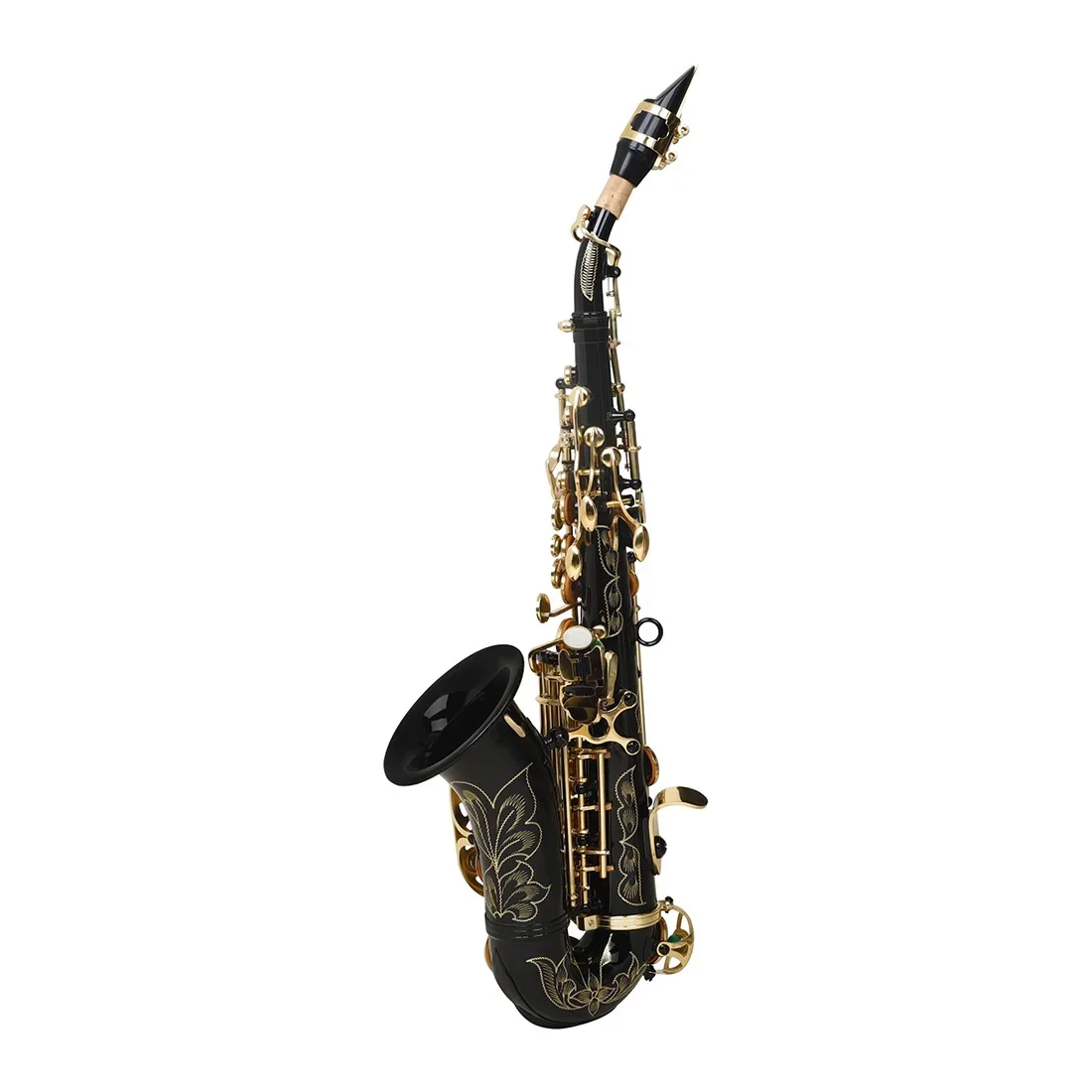 Slade Sopraan Saxofoon Messing Bb Key Saxofoon Met Case Strap Borsteldelen Gesneden Witte Shell Knop Zwart Goud Knoopsax