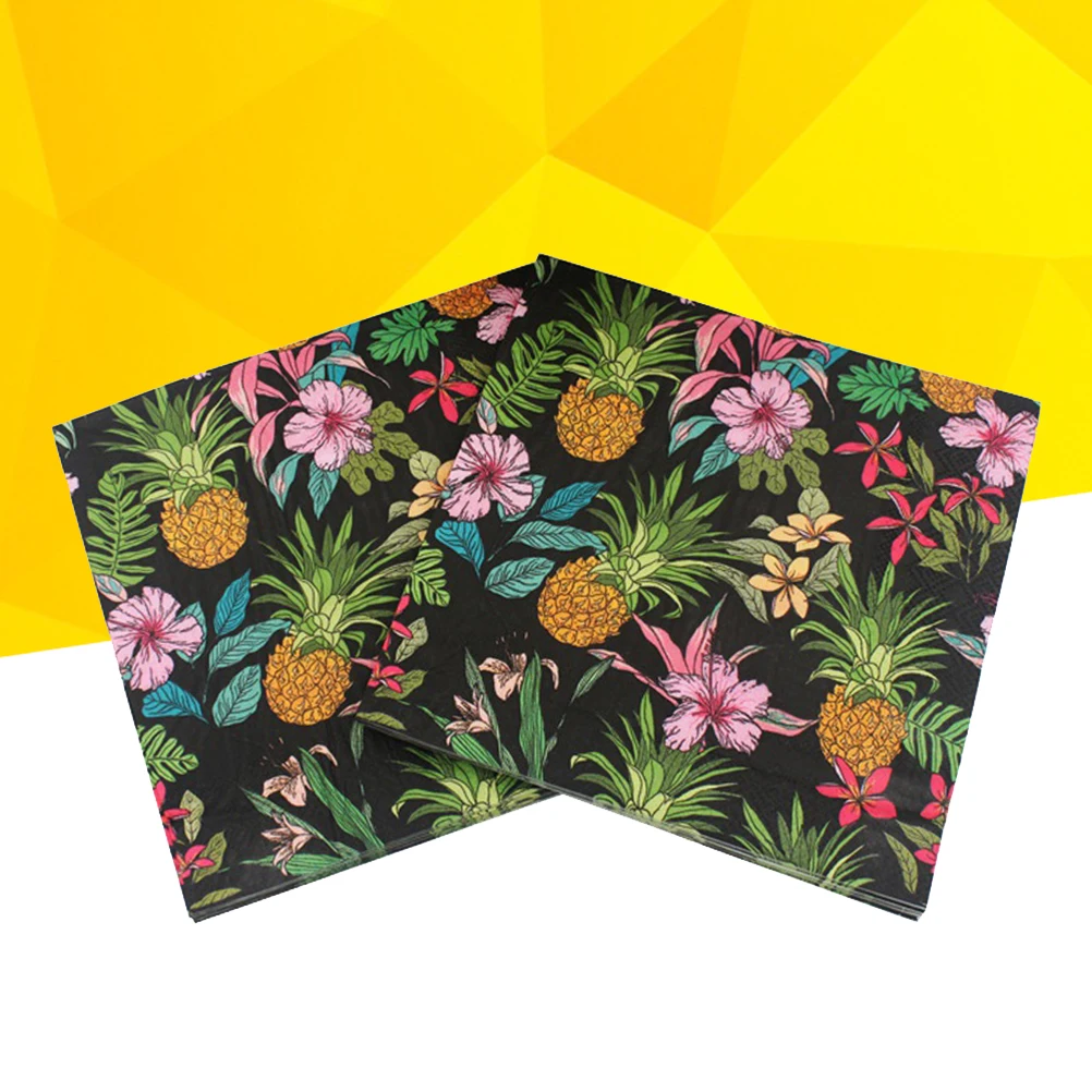 20Pcs Pineapple Party Printed Napkins Hotel Western Restaurant Table Cloth Household Wood Pulp Coloured Paper Towels Paper Towel