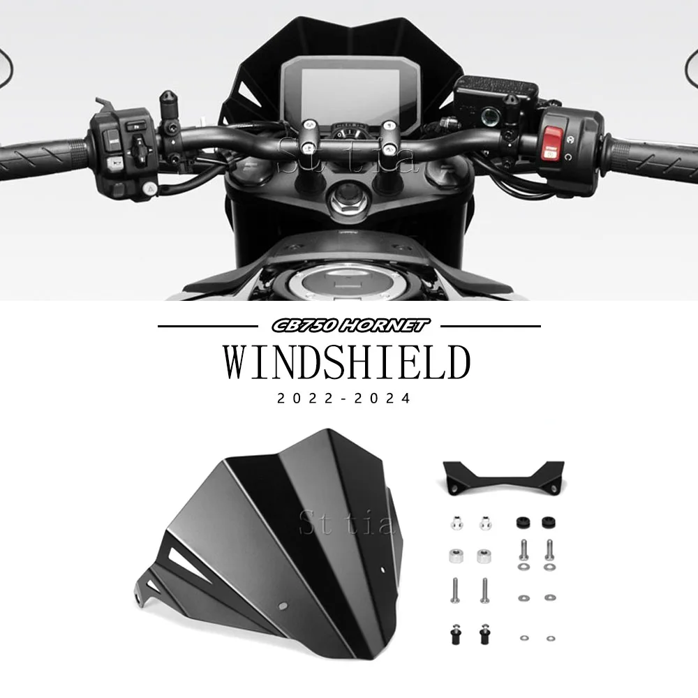 

Лобовое стекло мотоцикла, алюминиевый дефлектор ветра, черное лобовое стекло для HONDA CB750 CB 750 HORNET 2023-2025