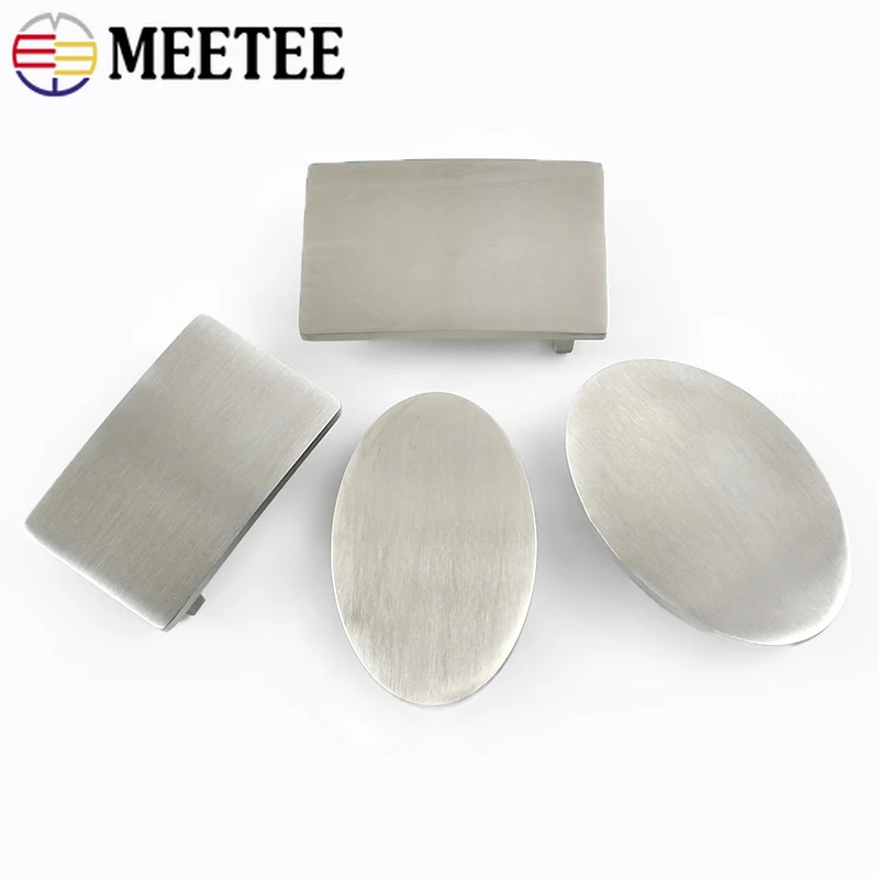 

Meetee 35mm/40mm Metal Stainless Steel Belt Buckle Smooth Waistband Plate Head DIY Leather Men Belts Heads Hardware Accessories