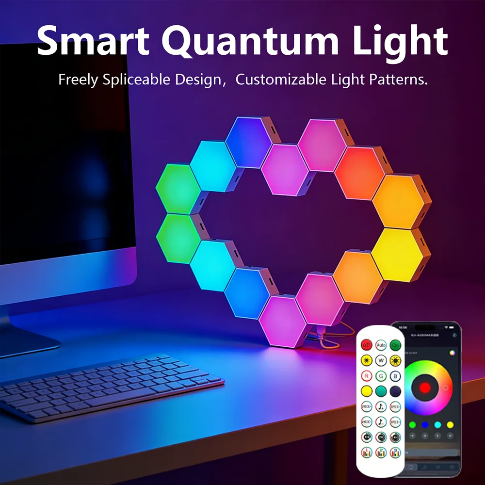

Квантовый светильник для комнаты, модульный, настенный, для компьютерного стола, 5В RGB, атмосферная подсветка, современный минималистичный стиль, для домашнего использования