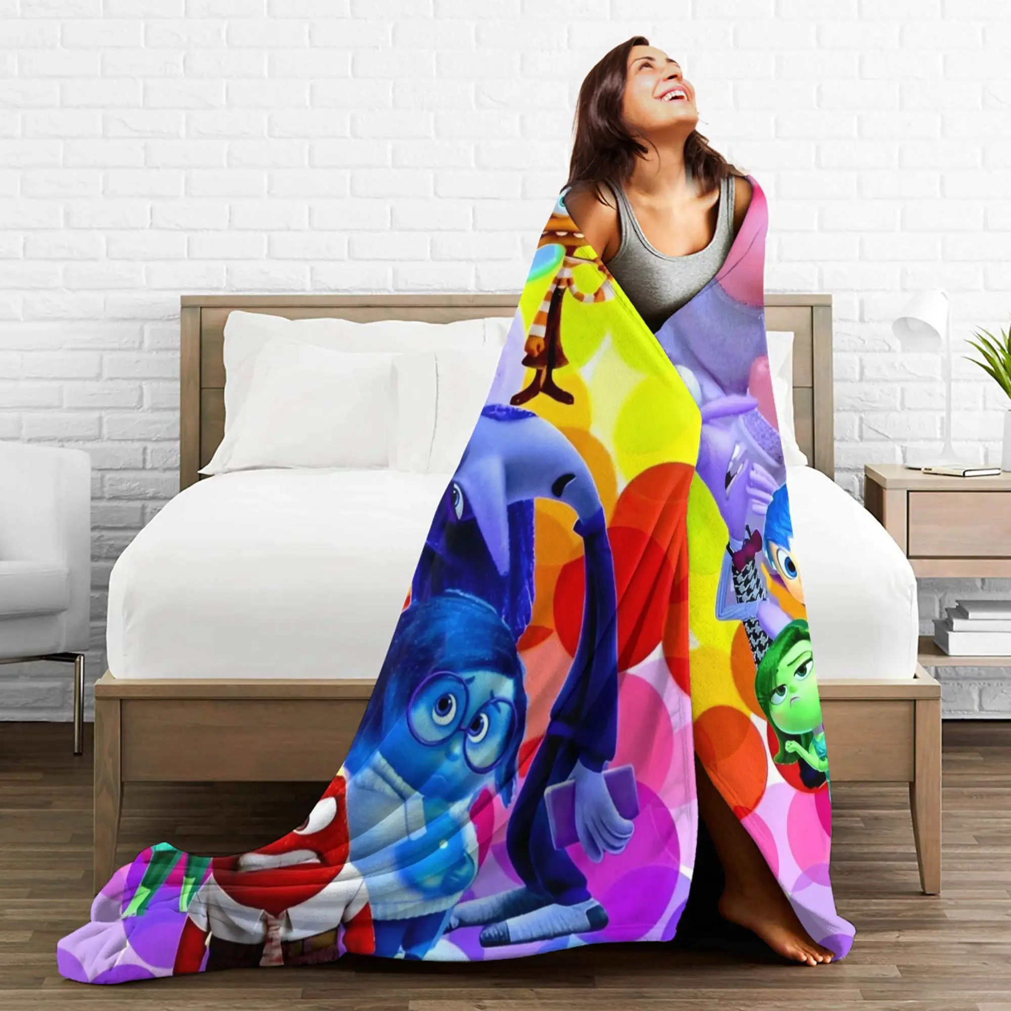 Picture 7: Inside Out Wool Blanket Cartoon Action Comedy Funny Throw Blankets for  Sofa Bedding Lounge 125*100cm Rug Piece,