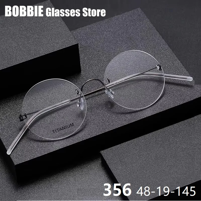 

Denmark Brand Rimless Screwless Eyeglassess Retro Round Glasses Frame Men Eyewear Titanium Ultralight Women Anti-blue Optic Lens