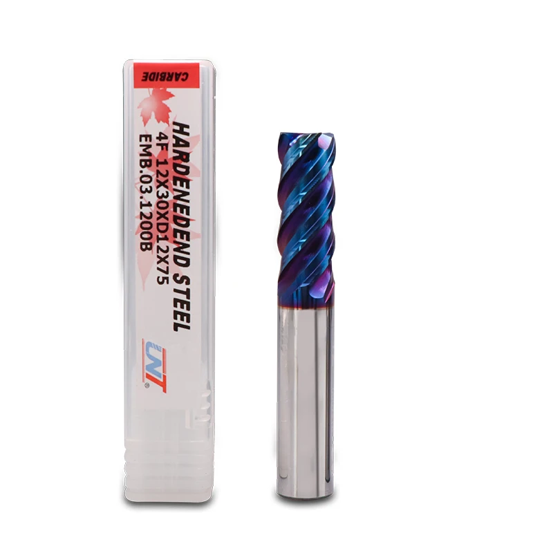 

UNT Solid Carbide Nano Bule Coating Fresa CNC Milling Cutters HRC65 4 Flutes Square End Mill