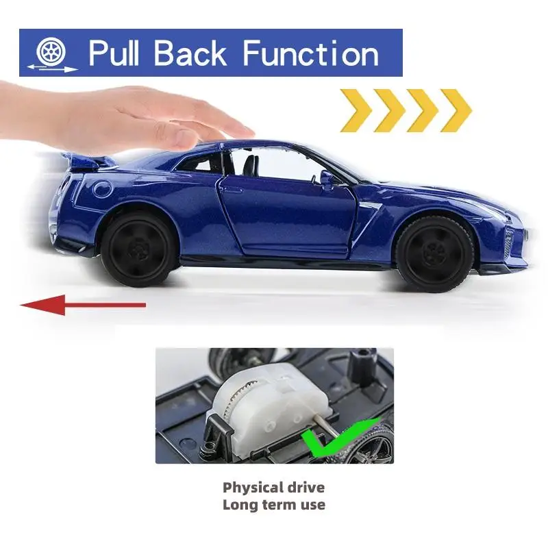 Nissan GTR R35 supercoche Skyline JDM simulación Diecasts y vehículos de juguete coche extraíble RMZ city 1:36 modelo de aleación regalo para niños