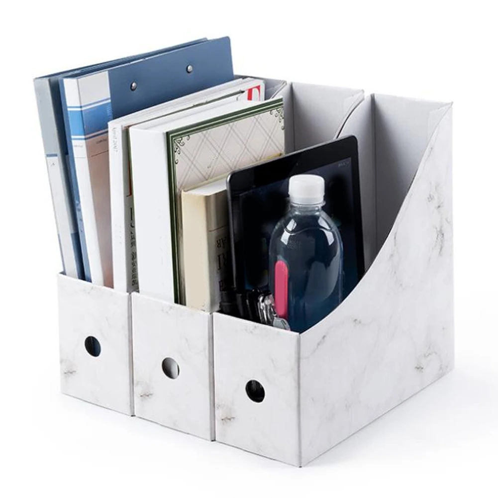 

A66R-Sturdy Cardboard Magazine Holder Waterproof Magazine Storage Box Book Bins Desk File Holder