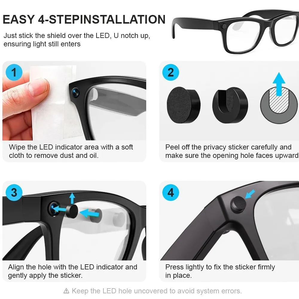 20 sztuk naklejek blokujących światło LED do okularów Ray-Ban Meta Wayfarer/Skyler/Headliner/Oakley HSTN, akcesoria do inteligentnych okularów AR. — zdjęcie produktu 5