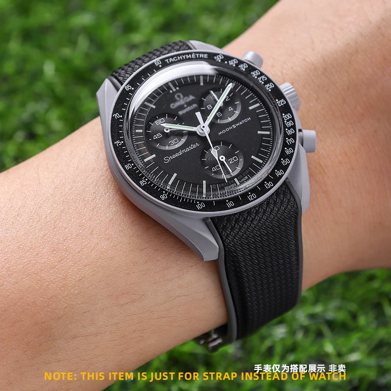سوار ساعة سيليكون لساعة القمر ، حزام مطاطي ، واجهة منحنية ، مناسب لساعة omegaswatch ، Seamaster ، 20 ange