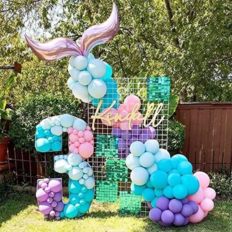 Zestaw girland balonowych syrenki Ogon syreny Fioletowe niebieskie balony Syrenka pod morzem Dekoracja imprezowa Dziewczynki Urodziny Baby Shower