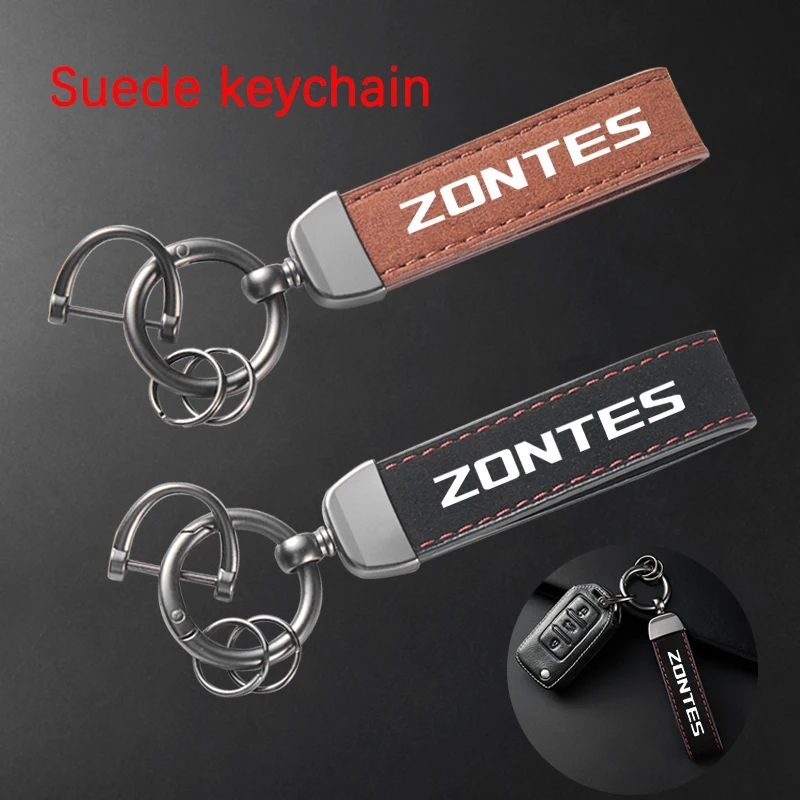 

For Zontes G1 125 ZT125 G1 ZT125U ZT 125 U ZT 310R 310X ZT310R 310M High-Grade Leather Suede Keychain Motorcycle Key Ring