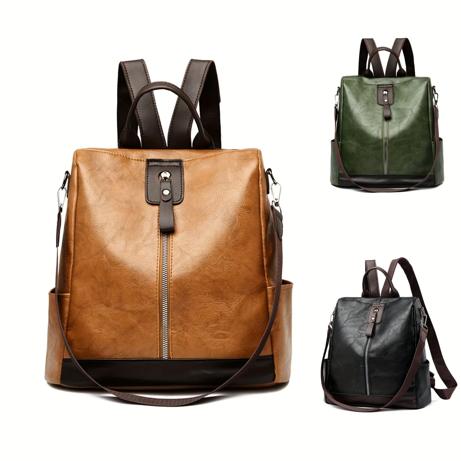 

Classic Vintage Colorblock Backpack, Versatile Texture Rucksack For Travel, Women's Daily Use Commuter Bag