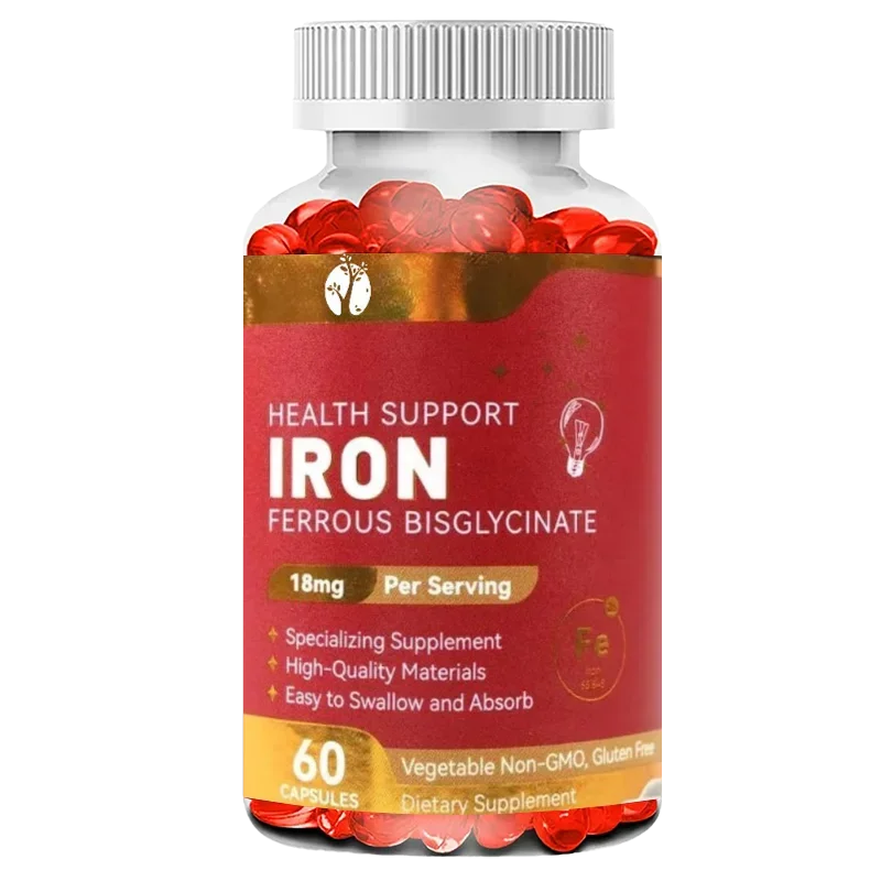 

Эффективная железная добавка, ферровый бисквит, легко впитывается, без глютена, без GMO, 60 вегетарианских капсул