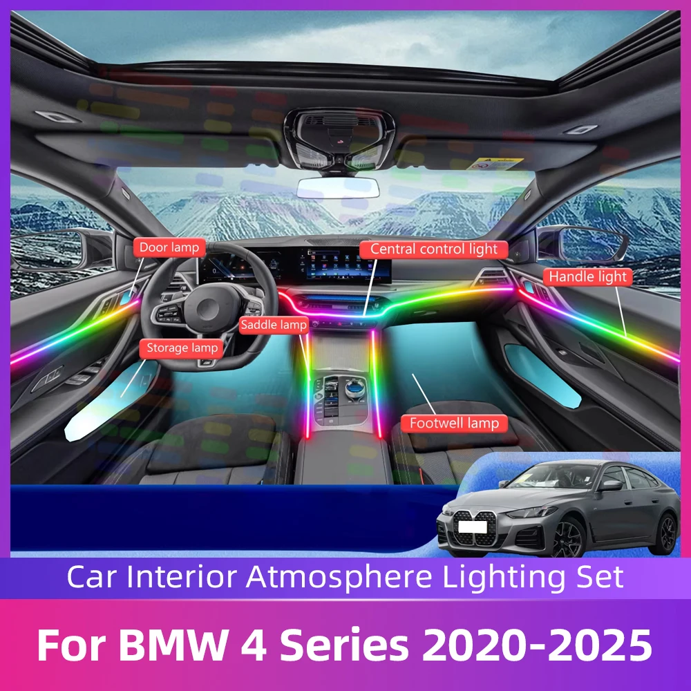 

Car Ambient Light LED Interior Acrylic Strip Decoration Atmosphere Lamp By App Control For BMW 4 Series G22 G23 G26 2020-2025